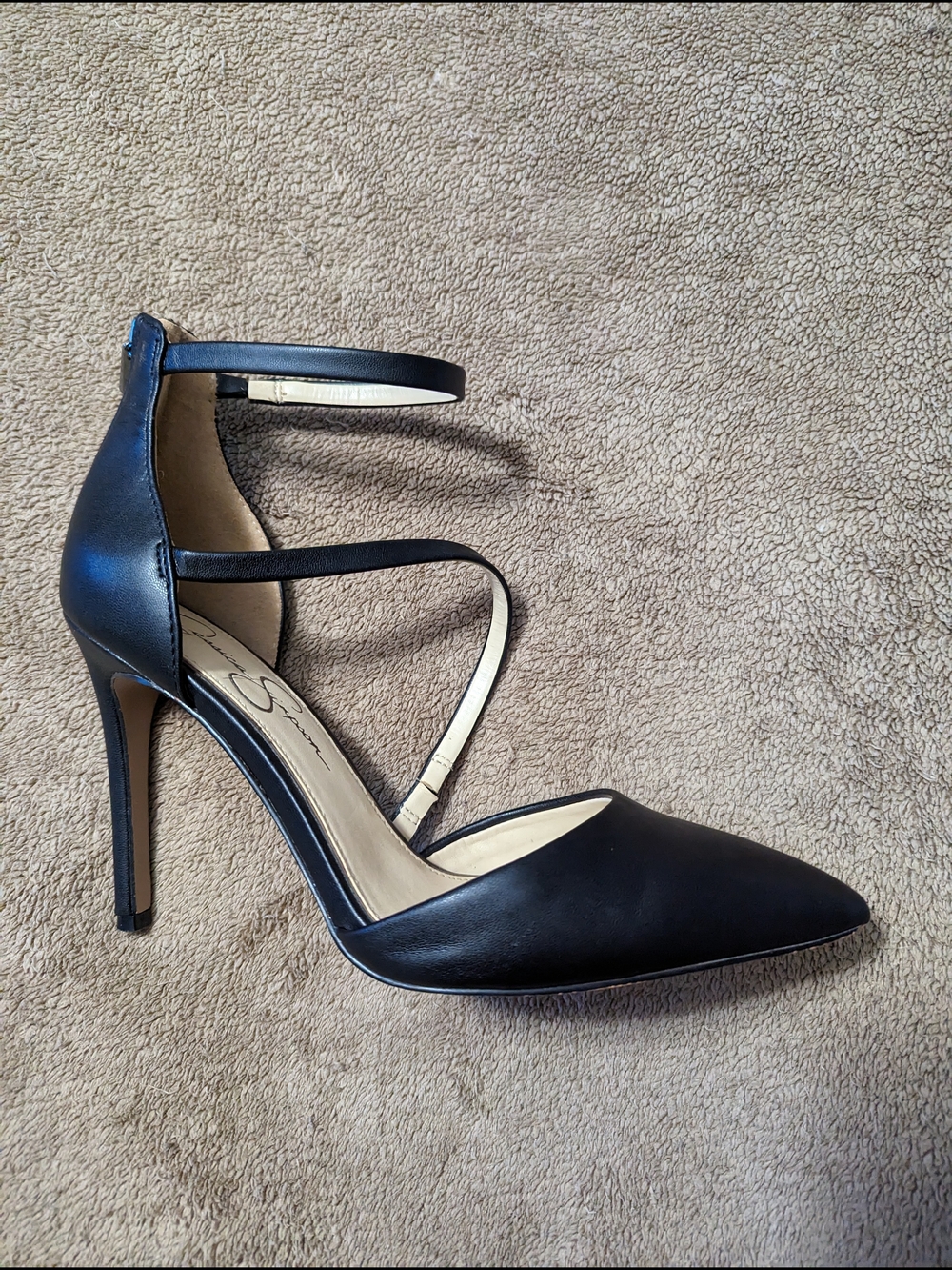 Jessica Simpson Black Strappy Pointed-Toe Stiletto